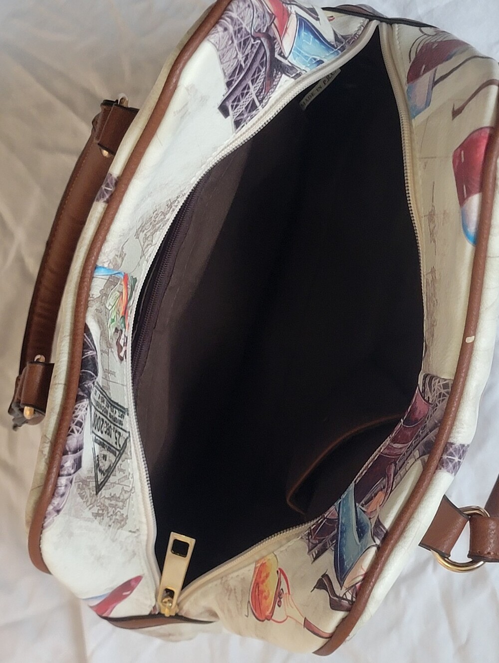 Paris/Eiffel Tower fashion illustration, top-handle satchel with dual handles - Picture 6 of 13